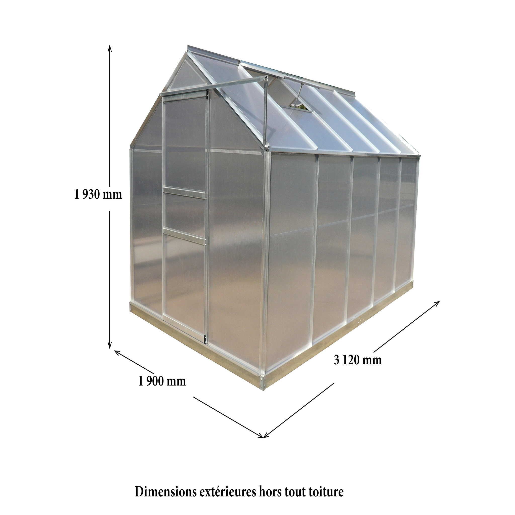 Voir la diapositive 2 : Serre polycarbonate Balvi / 5,92 m²