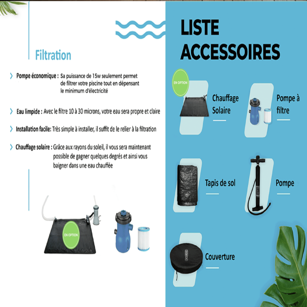 COCO BAIN Piscine gonflable Hawaii 180 cm diamètre, 1200 litres