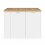 Voir la diapositive 3 : ID MARKET Ilot central TIBO 120 cm bois blanc avec plan de travail façon hêtre