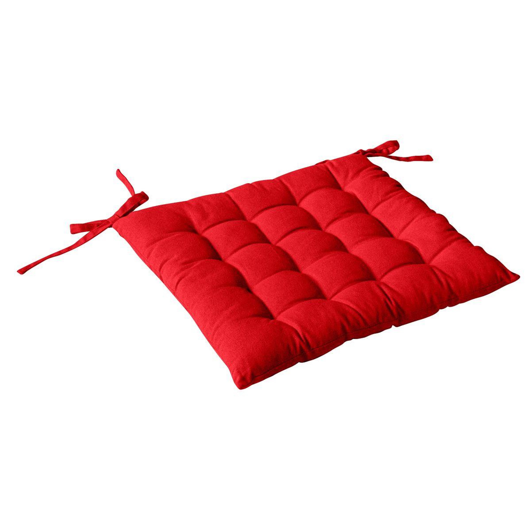ENJOY HOME Galette de chaise piquée uni  panama  38x38cm rouge