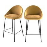 Rendez vous déco Lot de 2 chaises pour îlot central 65 cm en velours jaune - Misty. Coloris disponibles : Noir, Jaune