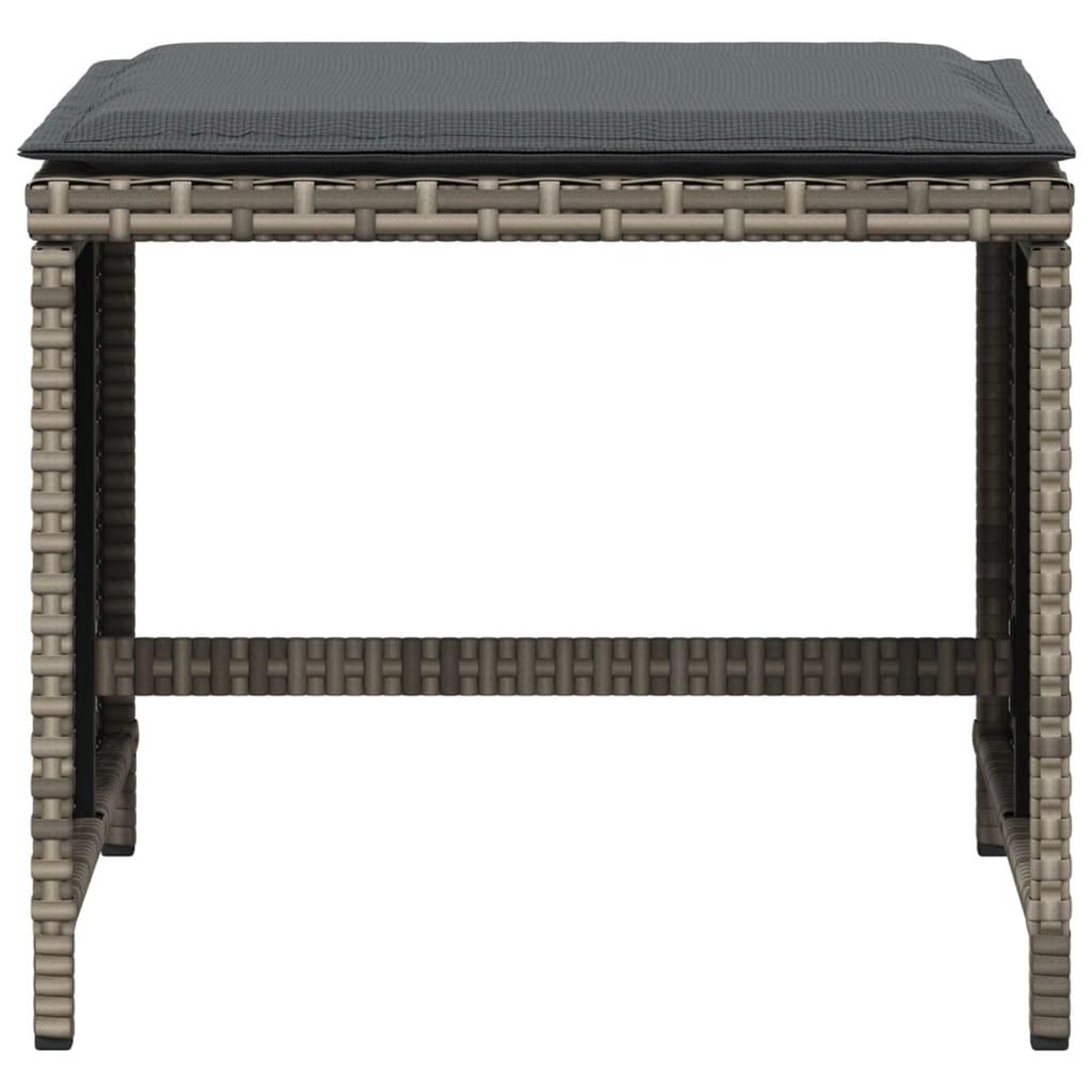 Voir la diapositive 5 : VIDAXL Tabourets de jardin et coussins lot de 4 gris 41x41x36 cm rotin