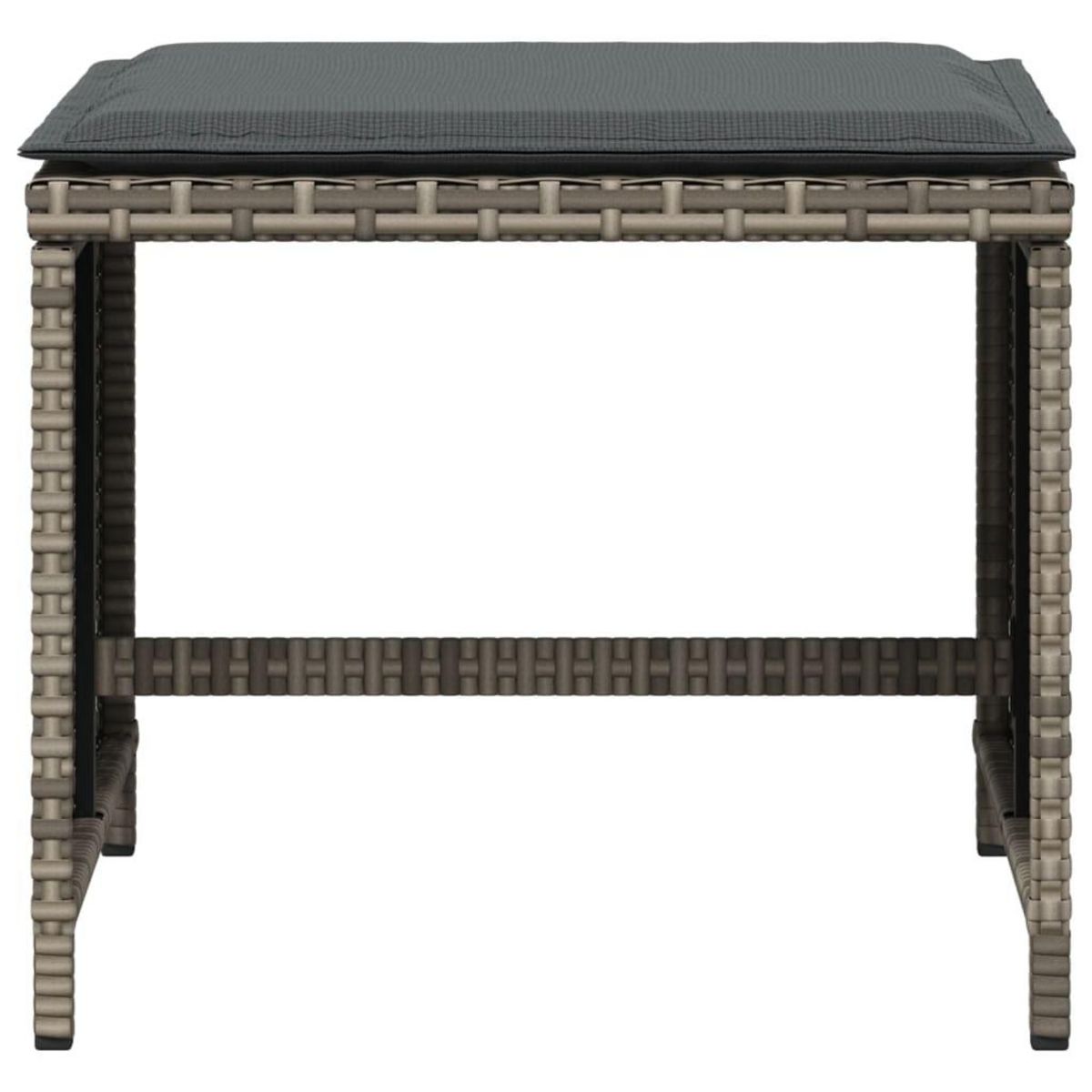 VIDAXL Tabourets de jardin et coussins lot de 4 gris 41x41x36 cm rotin