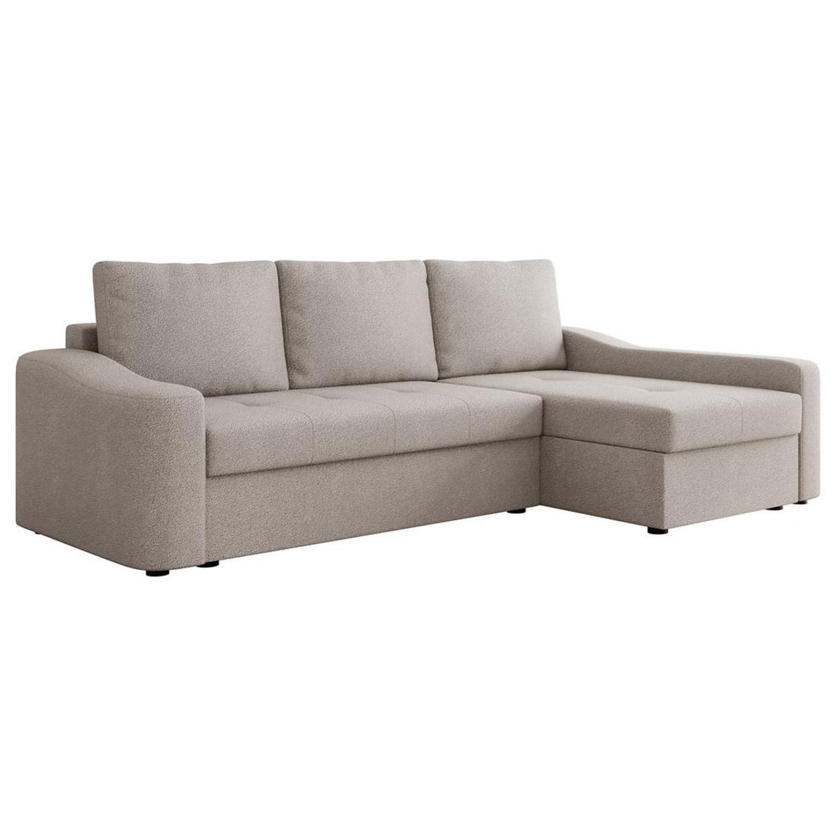 BEST MOBILIER Claudia - canapé d'angle droit 4 places convertible avec coffre en tissu texturé