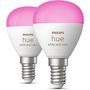 Voir la diapositive 3 : Philips Ampoule LED connectée HUE W&C E14 Luster x2 5.1W