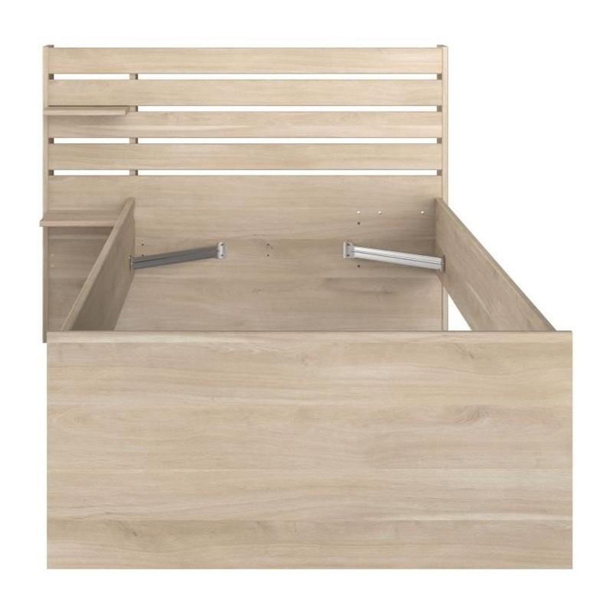 Voir la diapositive 6 : PARISOT Lit enfant ESCALE 90x190/200 cm - Décor chene - Tete de lit + 2 tiroirs - L121,5 x H88,6 x P216,8 cm