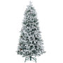 Voir la diapositive 1 : HOMCOM Sapin de Noël artificiel H.180 cm 1489 branches enneigées 33 pommes de pin métal PVC PE vert blanc