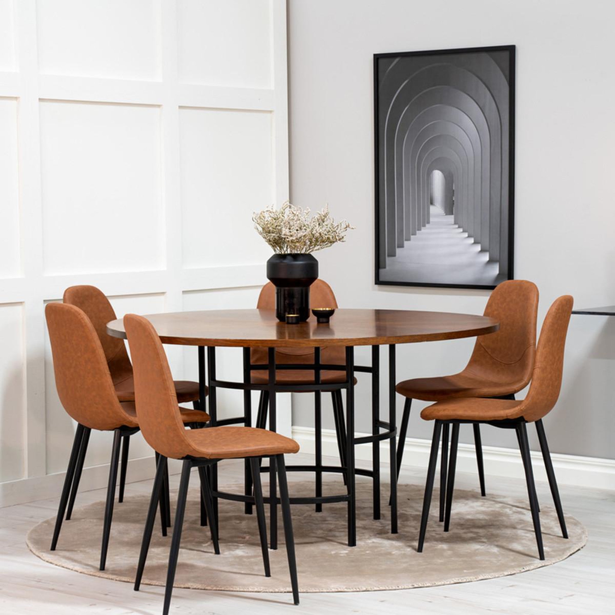 Voir la diapositive 4 : Paris Prix Ensemble table à manger & 6 chaises  copenhagen & polar  140cm marron