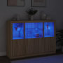 Voir la diapositive 3 : VIDAXL Buffets avec lumieres LED 3 pcs chene sonoma bois d'ingenierie