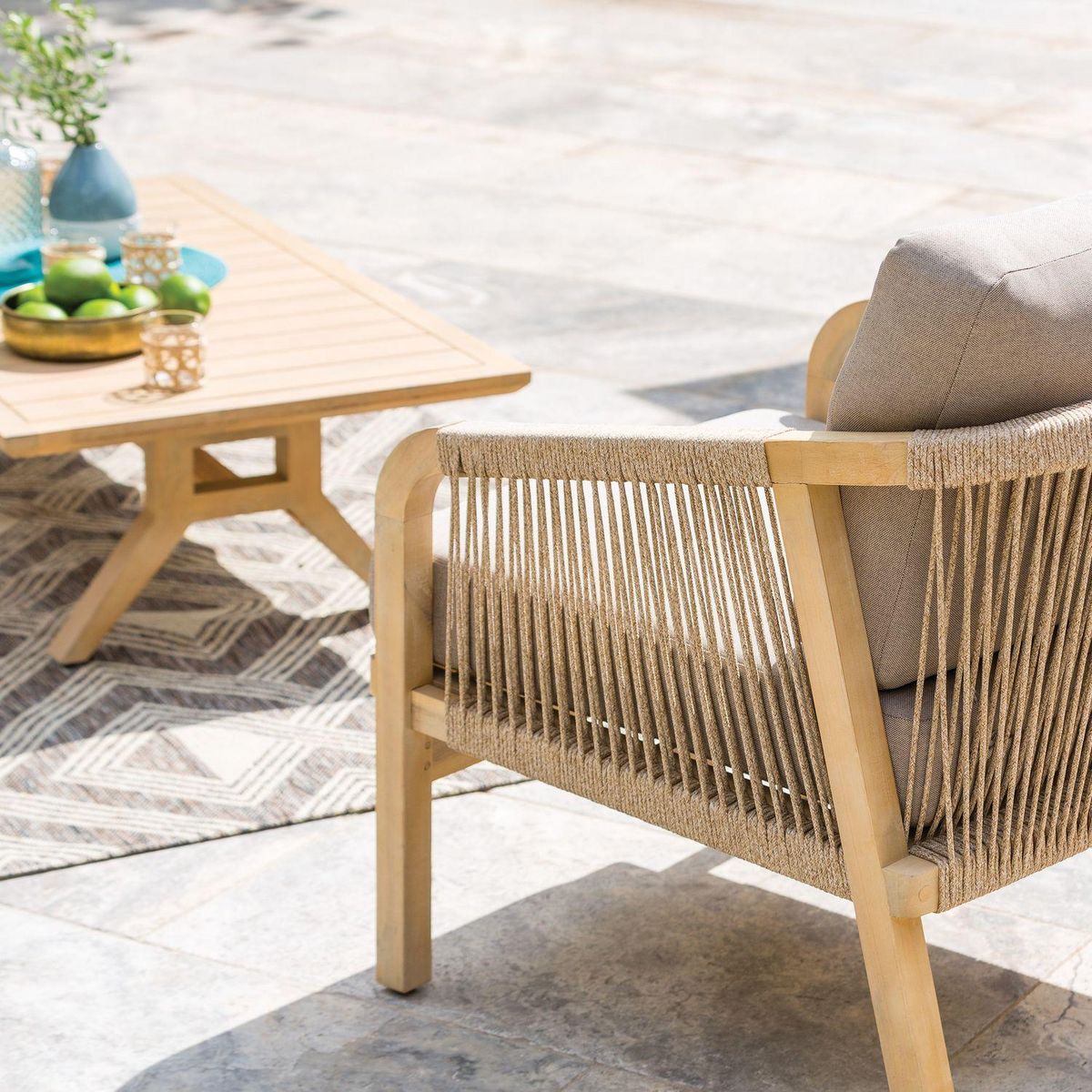 HESPERIDE Fauteuil de salon de jardin en acacia Papouasie - Taupe