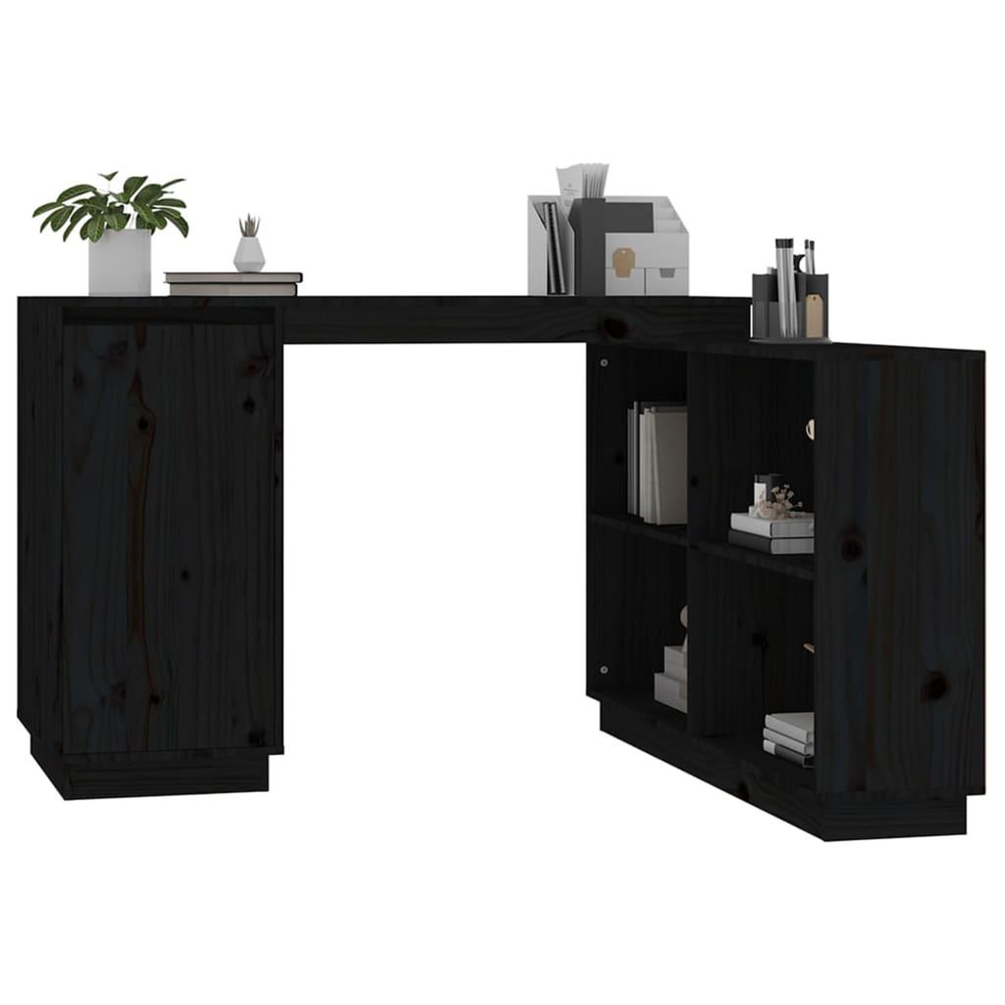 Voir la diapositive 4 : VIDAXL Bureau Noir 110x50x75 cm Bois massif de pin