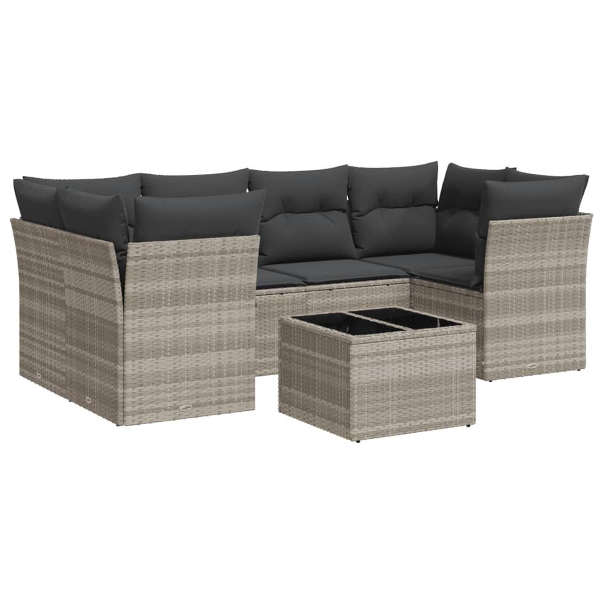 Voir la diapositive 2 : VIDAXL Salon de jardin avec coussins 7 pcs gris clair resine tressee