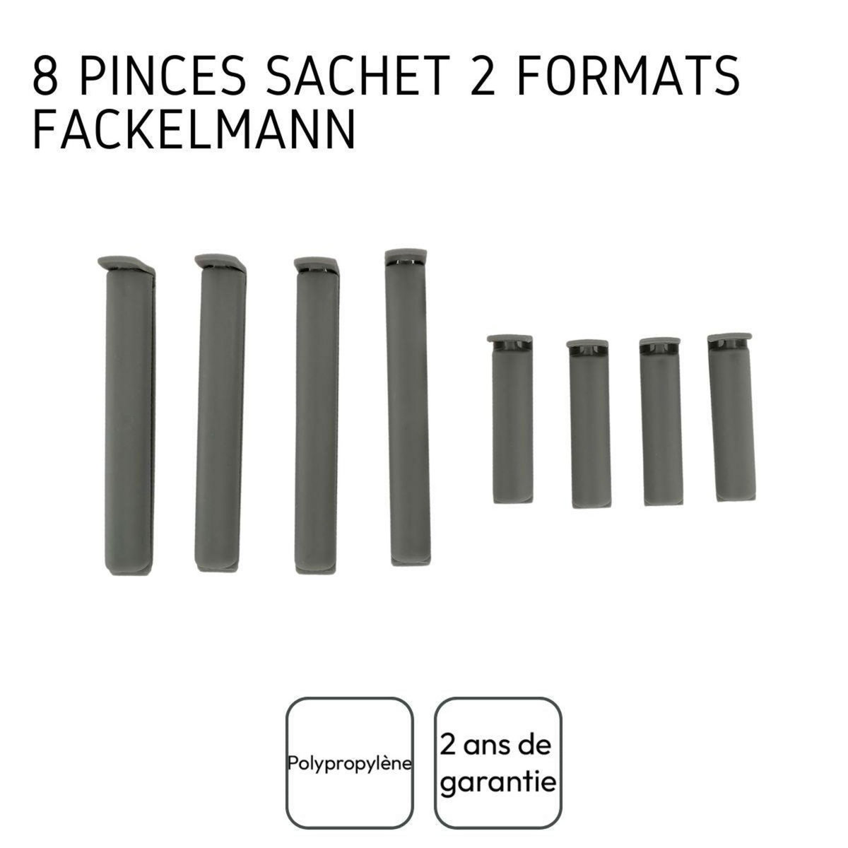 Fackelmann Lot de 8 clips fermeture de sachet Fackelmann Tecno