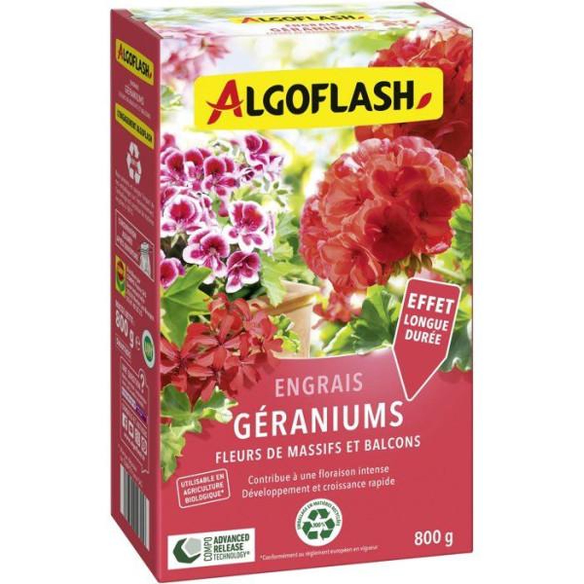 ALGOFLASH Engrais géraniums - algoflash - géraniums, fleurs de massifs & balcons - 800 g - uab