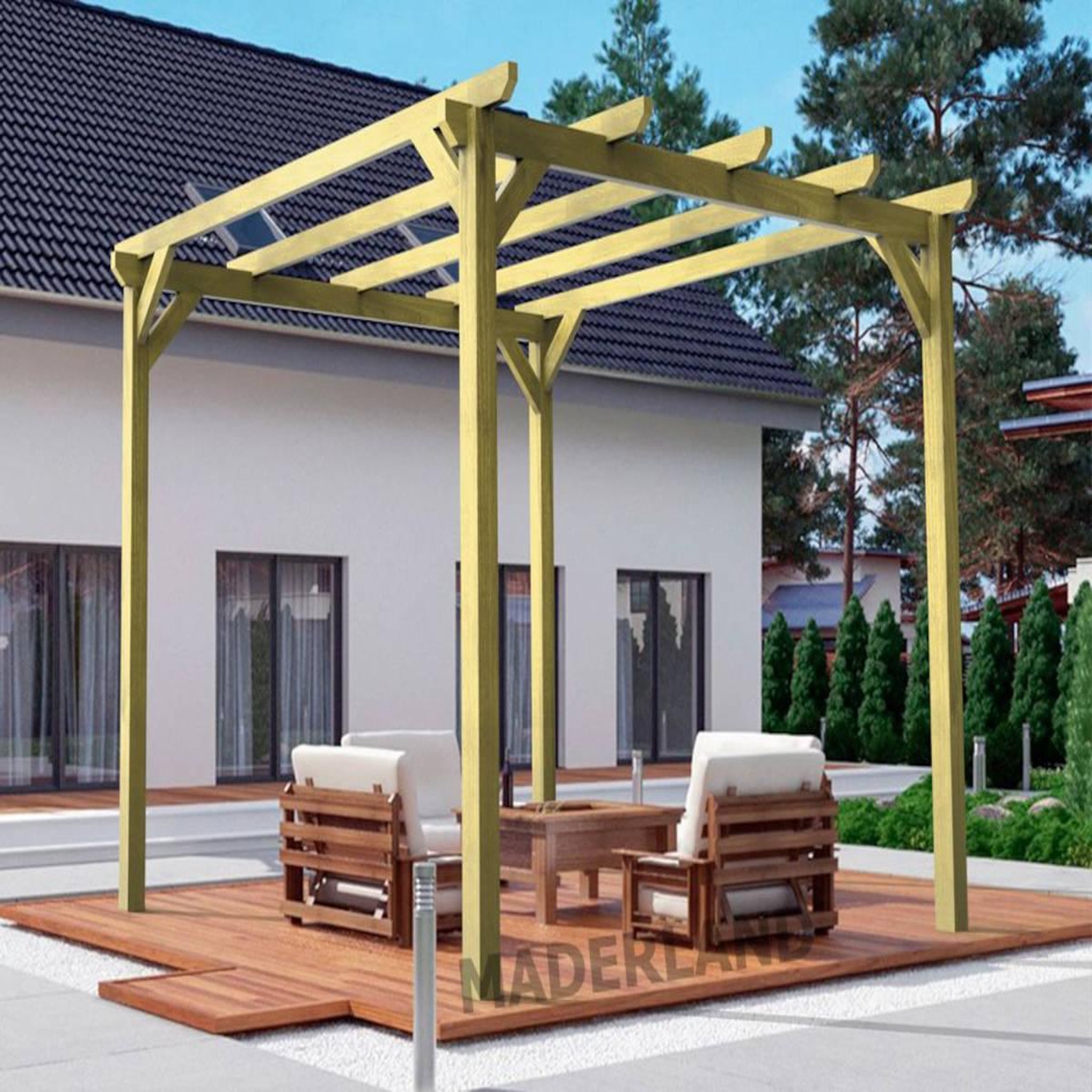 Voir la diapositive 4 : JARDIDECO Pergola massive en bois le havre 420 x 300 cm - maderland