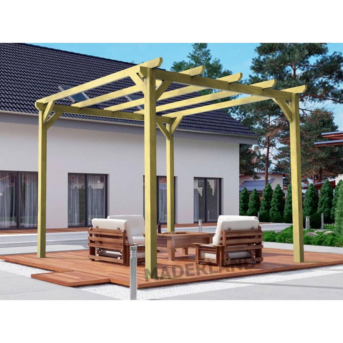JARDIDECO Pergola massive en bois Le Havre 420 x 300 cm - Maderland