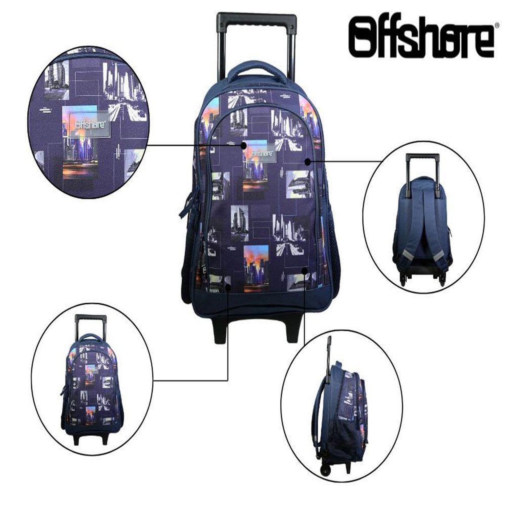 Voir la diapositive 5 : Bagtrotter BAGTROTTER Sac à dos à roulettes Offshore City Ville Bleu