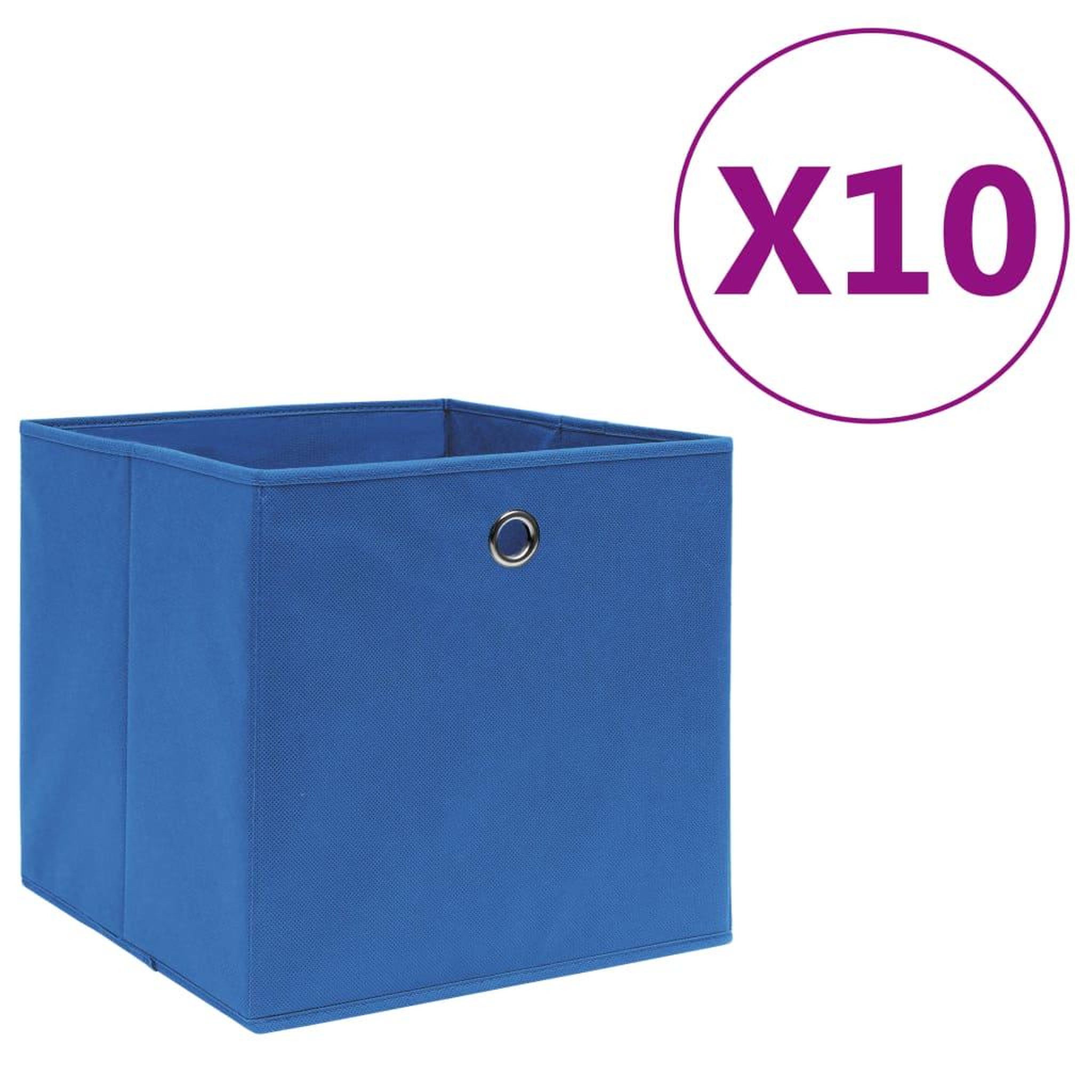Voir la diapositive 1 : VIDAXL Boîtes de rangement 10 pcs Tissu intisse 28x28x28 cm Bleu