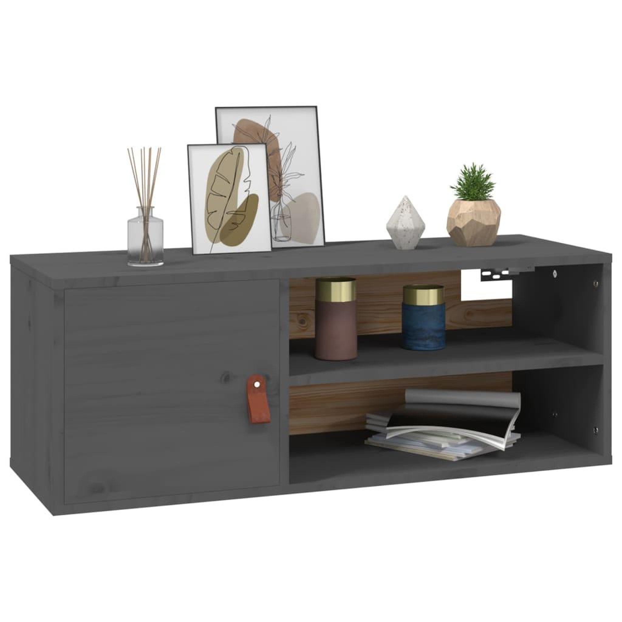 Voir la diapositive 4 : VIDAXL Armoires murales 2 pcs Gris 80x30x30 cm Bois de pin massif