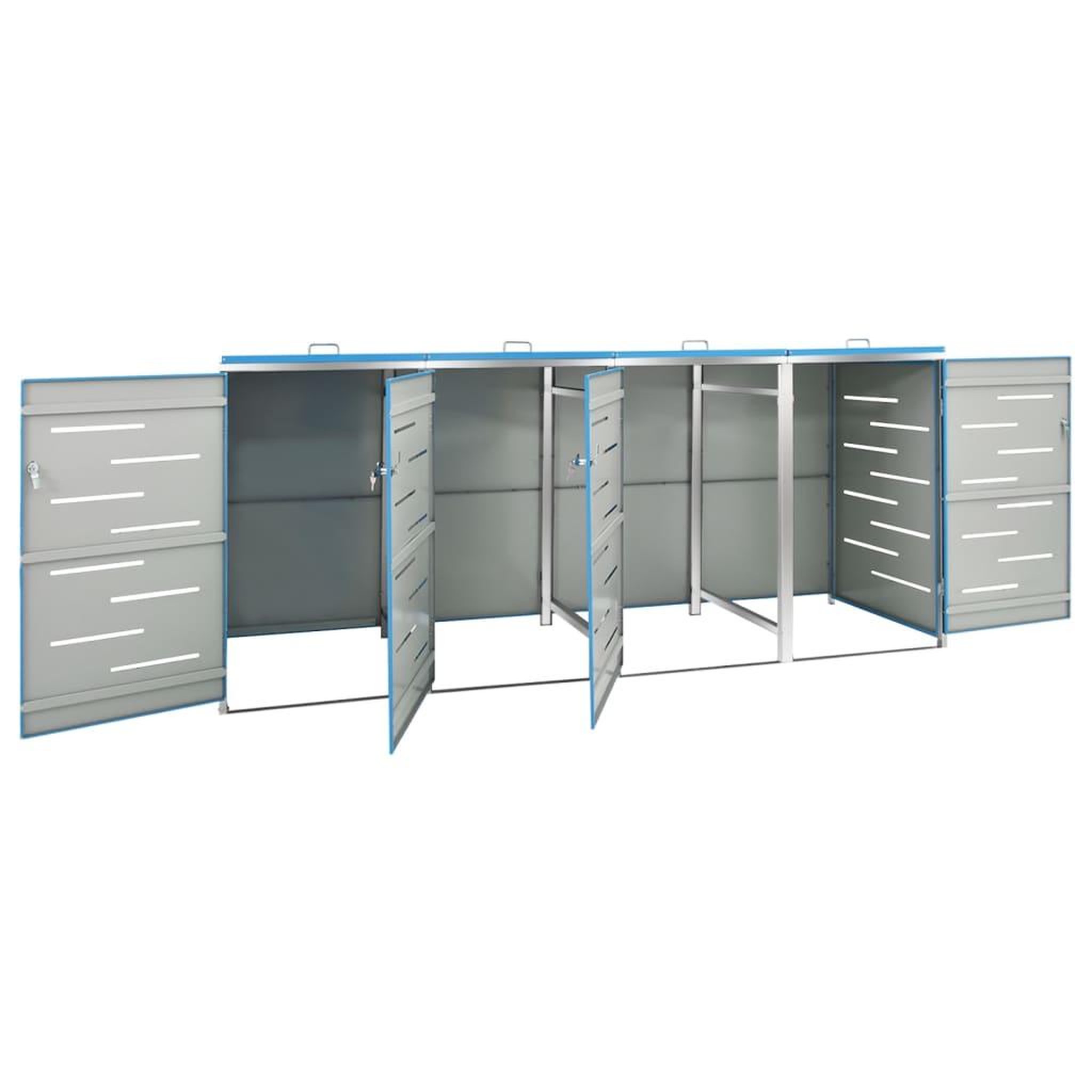 Voir la diapositive 4 : VIDAXL Abri pour quatre poubelles 276,5x77,5x112,5 cm Inox
