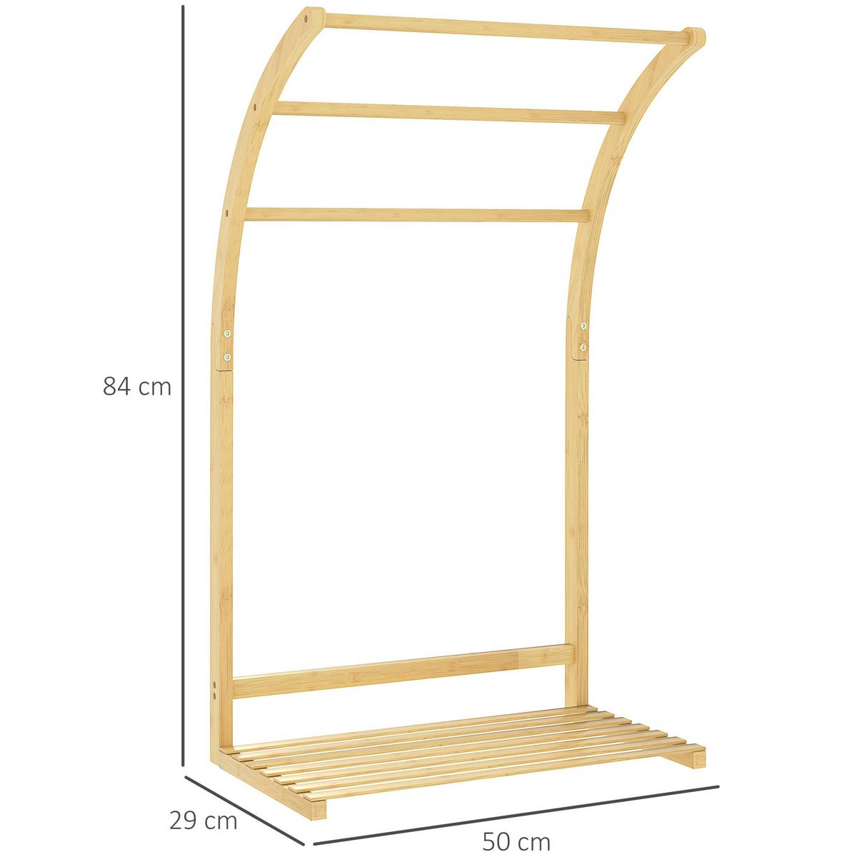 HOMCOM Porte-serviettes style cosy bambou verni 3 barres étagère sol H.84 cm