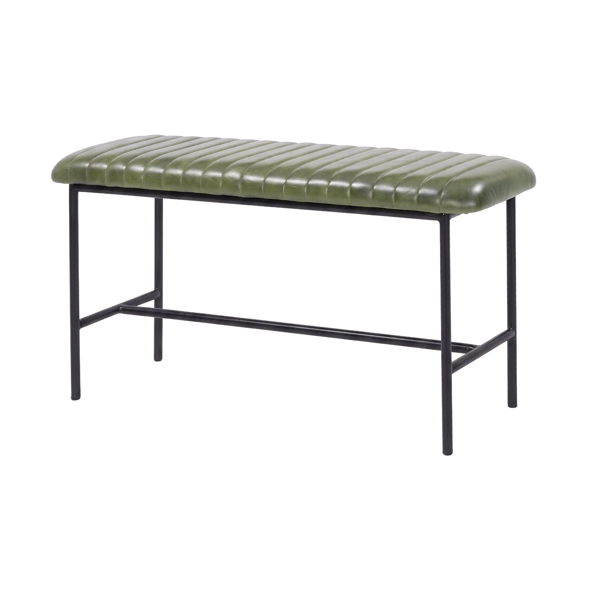 MAISON PAVANE Banc 100 cm en cuir de buffle vert-Émile