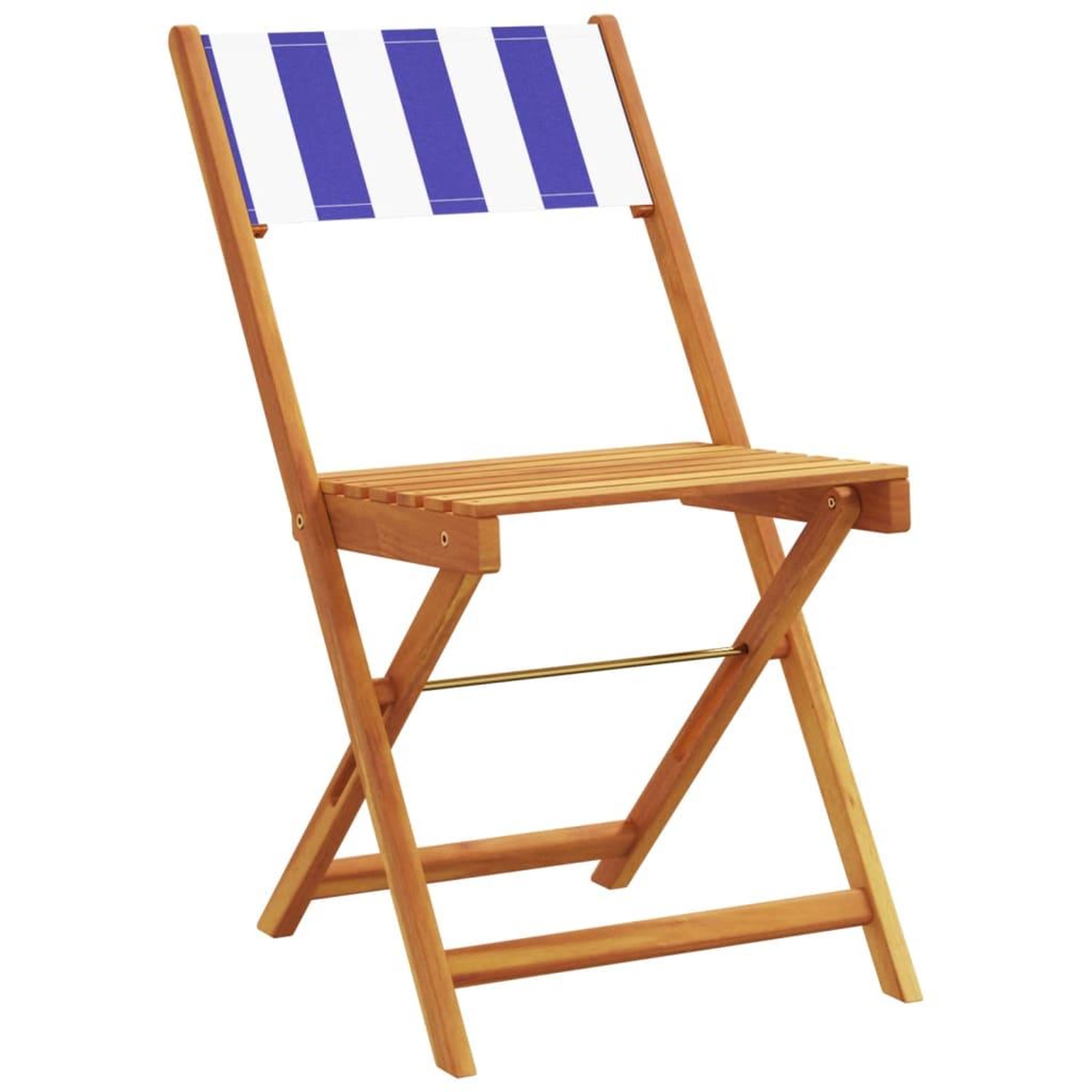 Voir la diapositive 4 : VIDAXL Chaises de bistrot lot de 2 bleu/blanc bois acacia massif tissu
