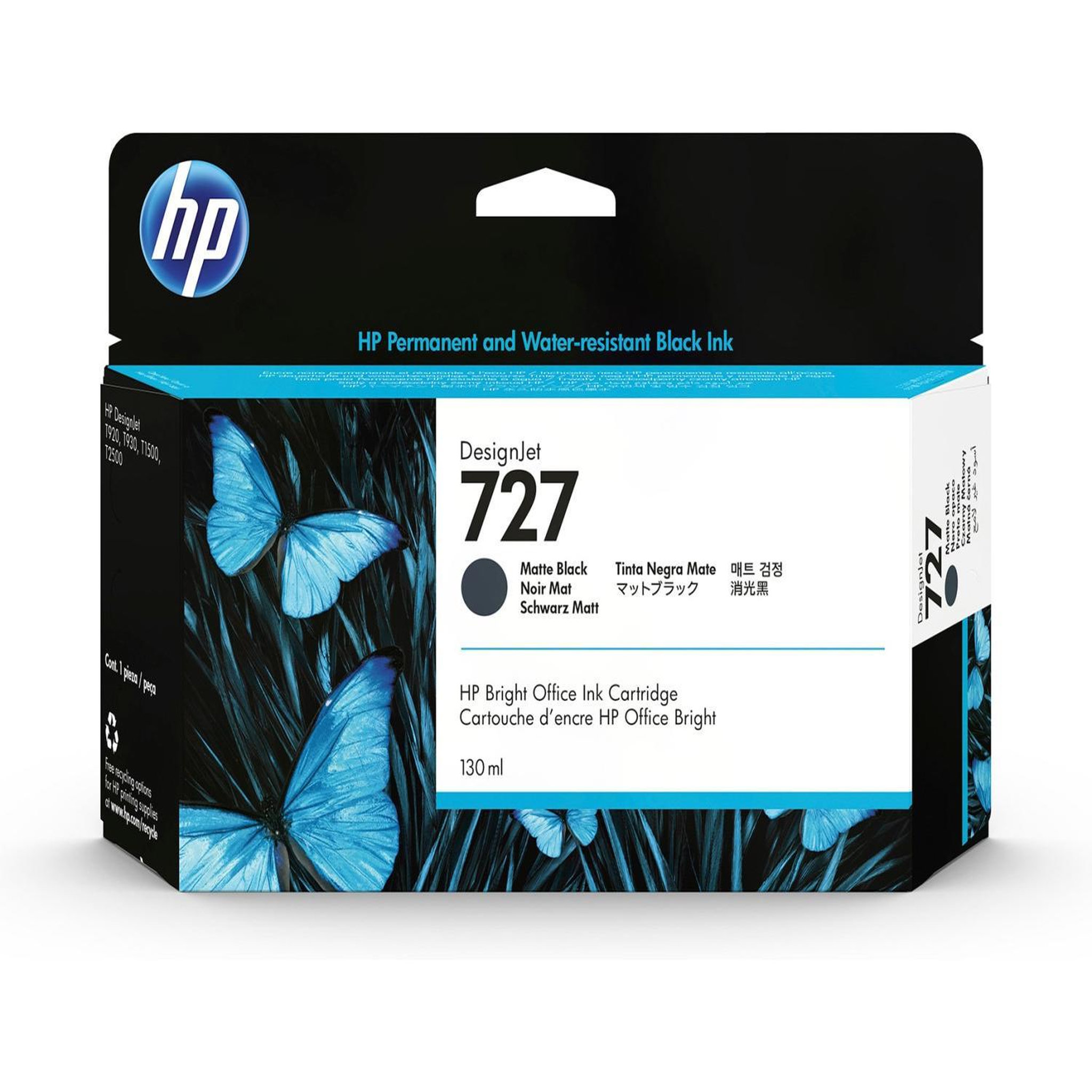 Voir la diapositive 3 : HP Cartouche d'encre HP 727 - 130 ml - Noir mat - Original - DesignJet