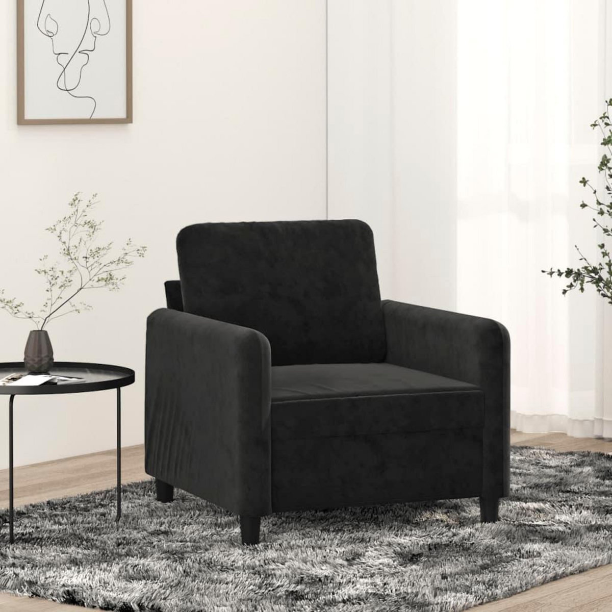 VIDAXL Fauteuil Noir 60 cm Velours