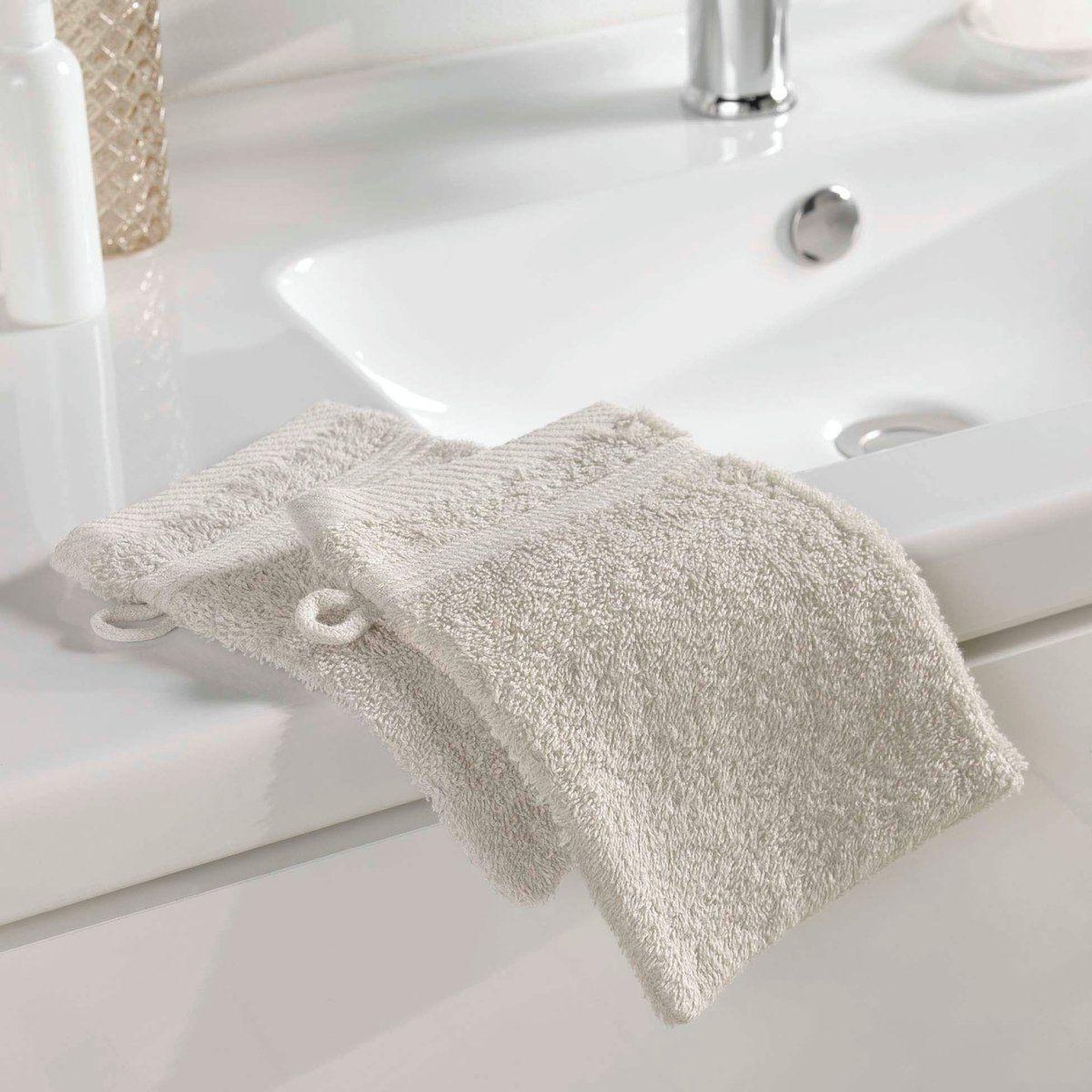 Voir la diapositive 3 : Douceur d'Intérieur Lot de 2 gants de toilette  tendresse  15x21cm lin