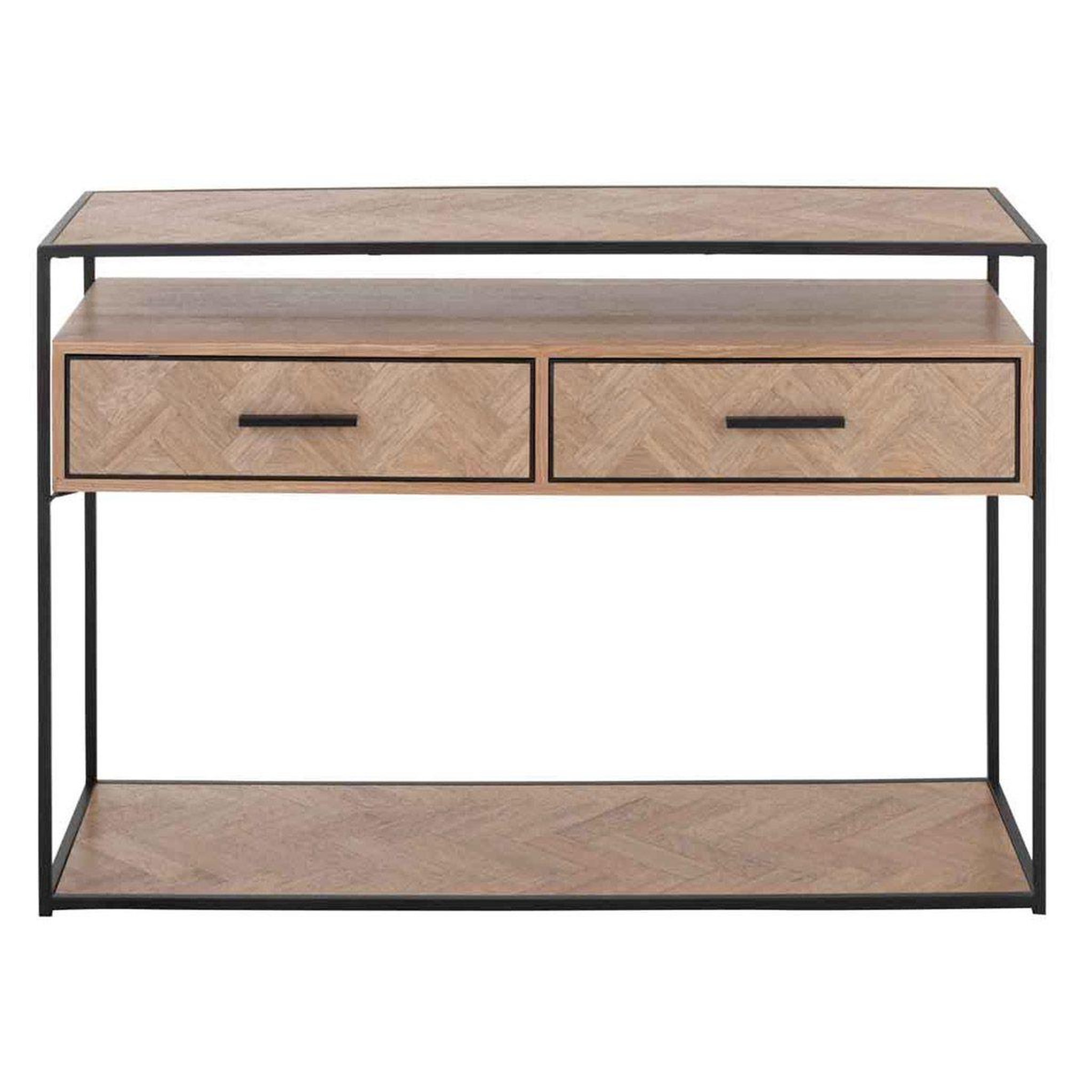 Voir la diapositive 2 : J-LINE Console 2 tiroirs  miraza  120cm naturel & noir
