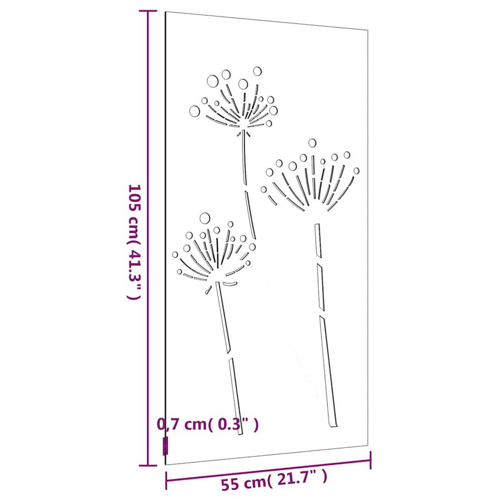 Voir la diapositive 6 : VIDAXL Decoration murale jardin 105x55 cm acier corten design de fleur