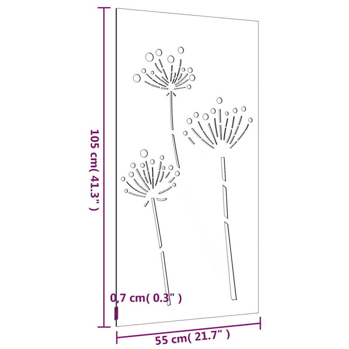 VIDAXL Decoration murale jardin 105x55 cm acier corten design de fleur