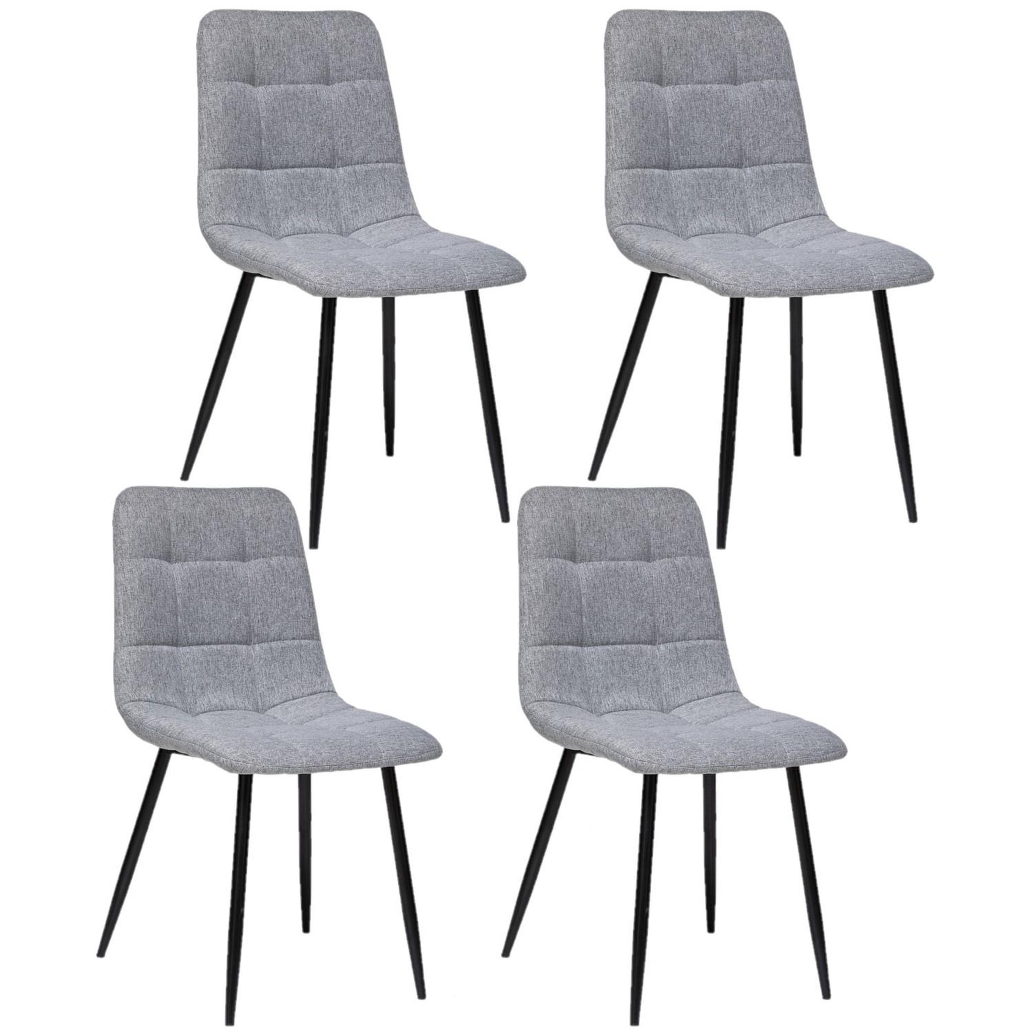 TOILINUX Lot de 4 chaises sirac effet velours - gris clair