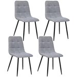 TOILINUX Lot de 4 chaises Sirac effet velours - Gris clair