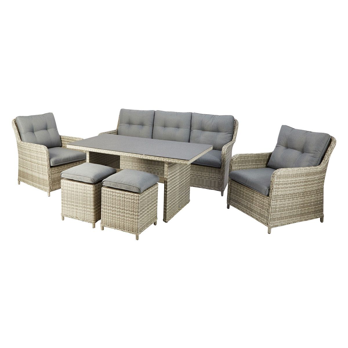 GARDENSTAR Salon bas de jardin 6 personnes en résine tressé