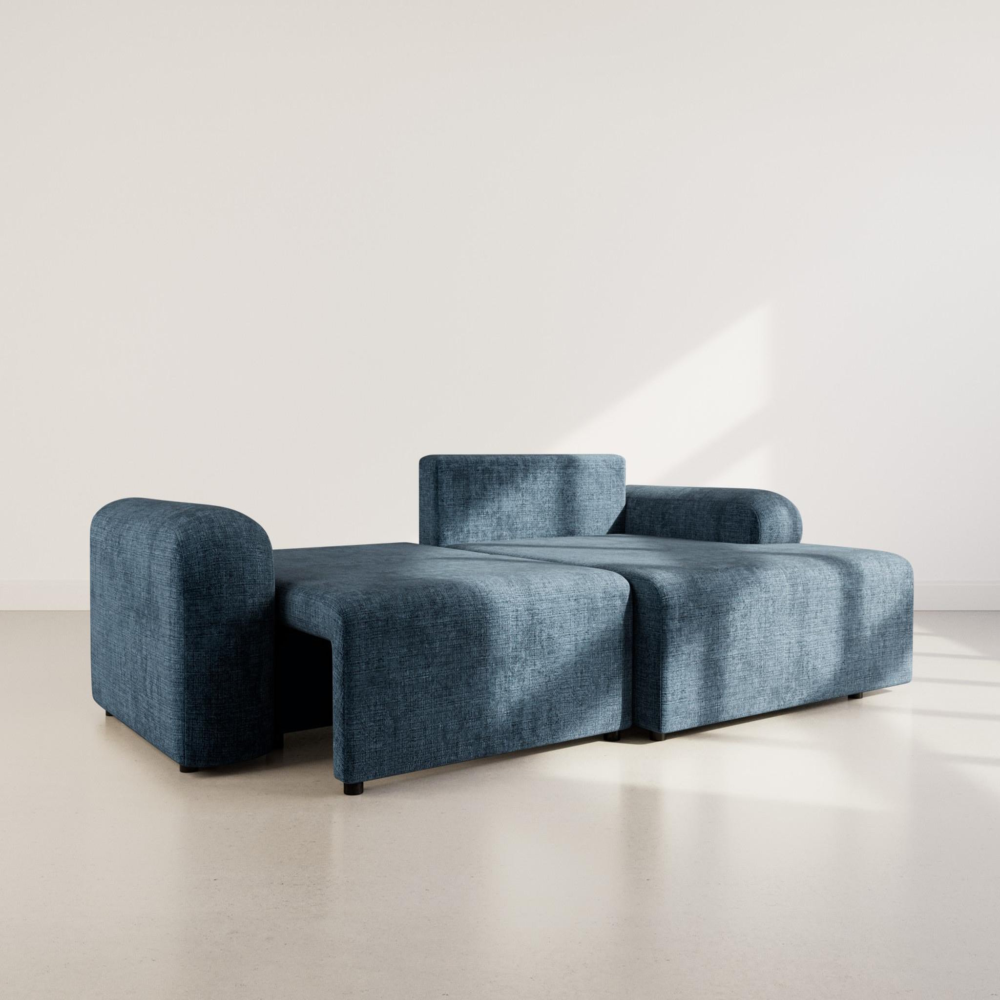 Voir la diapositive 2 : BEST MOBILIER Rebecca - canapé d'angle droit 4 places convertible avec coffre en velours texturé