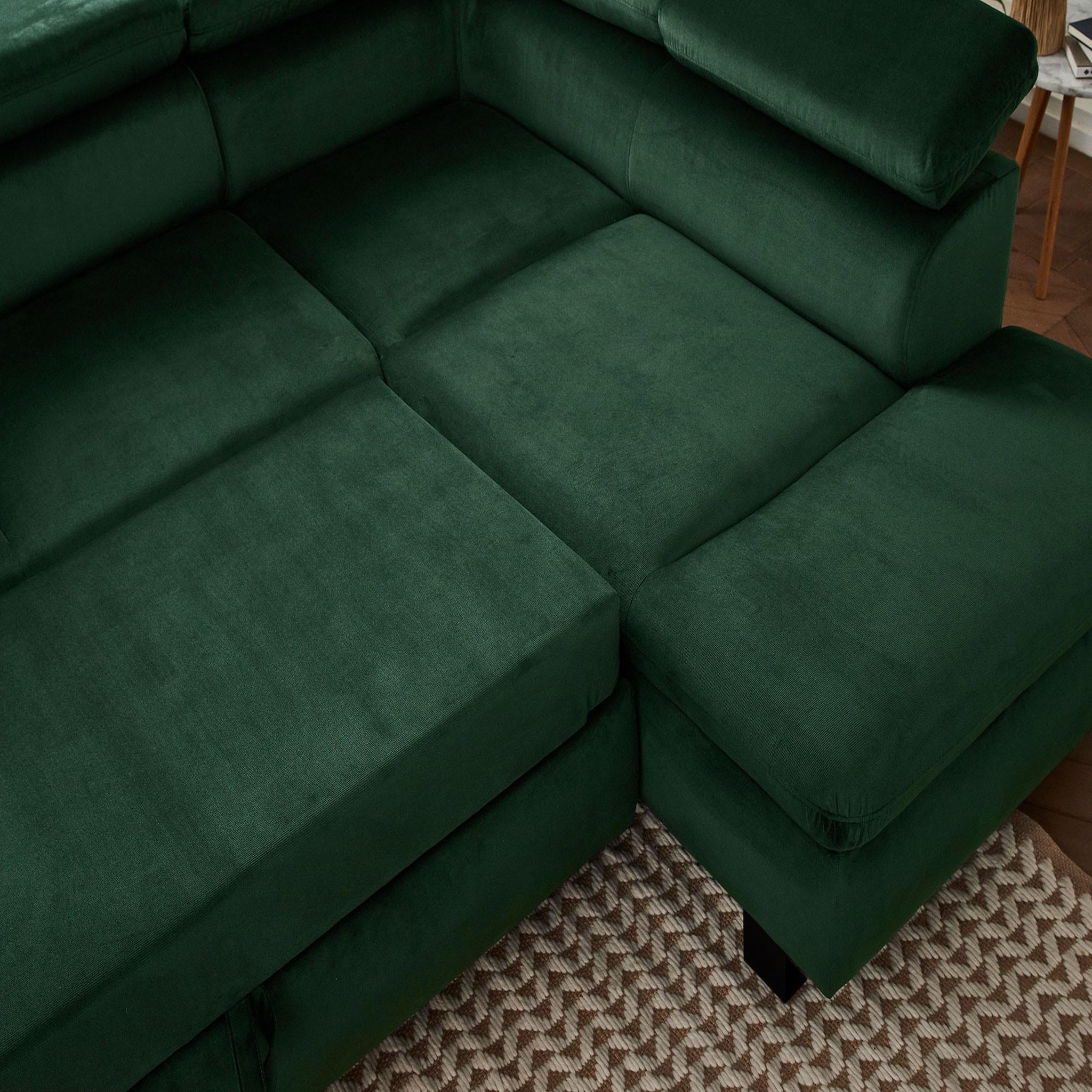 Voir la diapositive 6 : LISA DESIGN Nairobi - canapé d'angle convertible - en velours - 5 places - avec têtières - droit