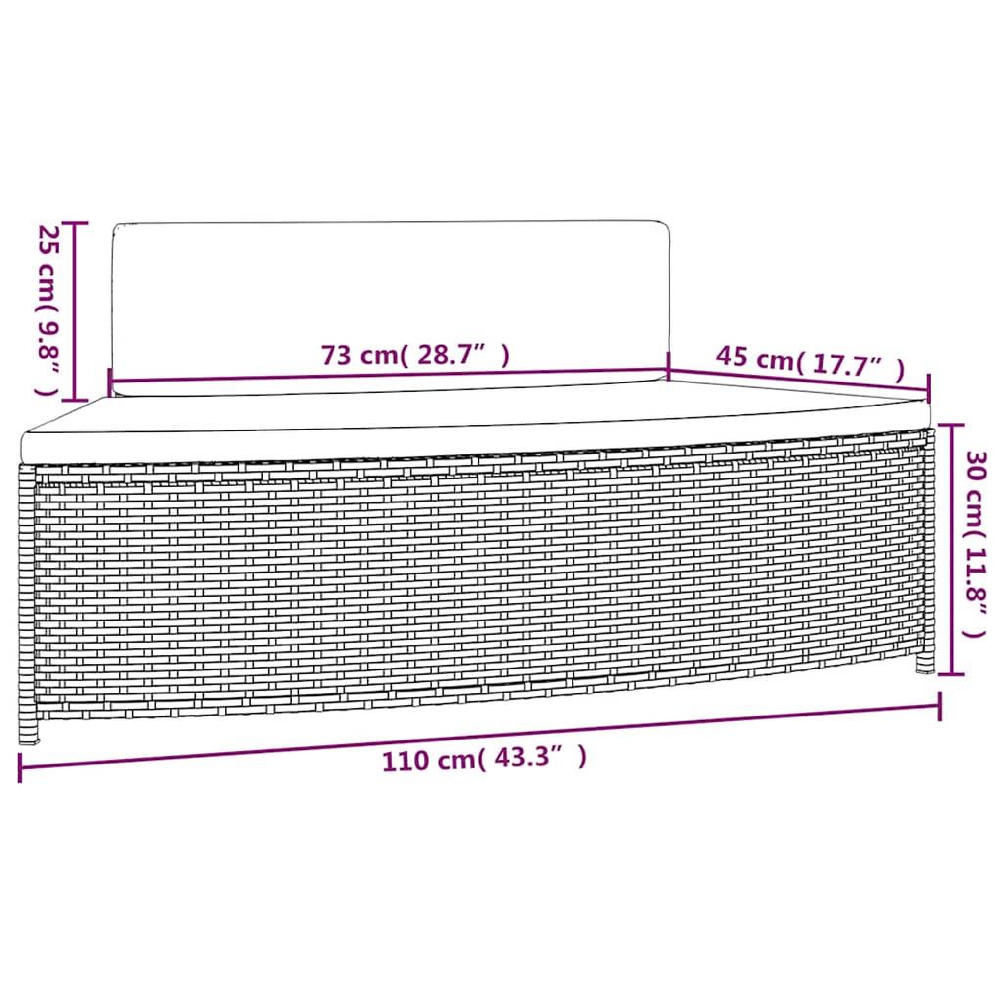 Voir la diapositive 6 : VIDAXL Bancs de spa avec coussins lot de 2 gris resine tressee