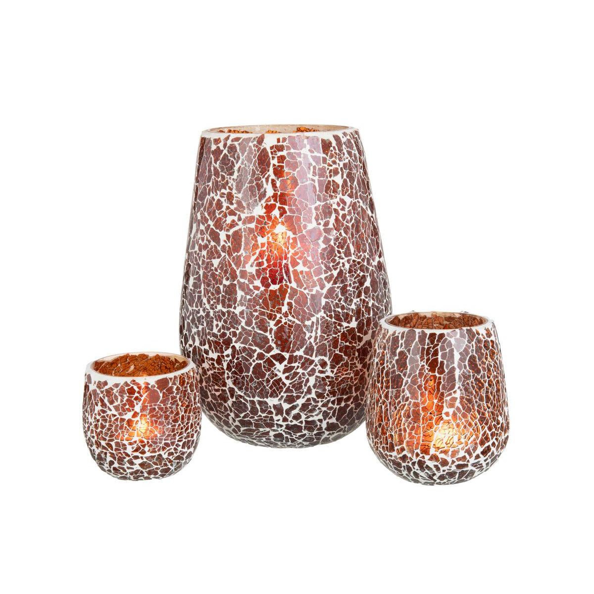 Voir la diapositive 5 : J-LINE Photophore en Verre  Ali  12cm Marron