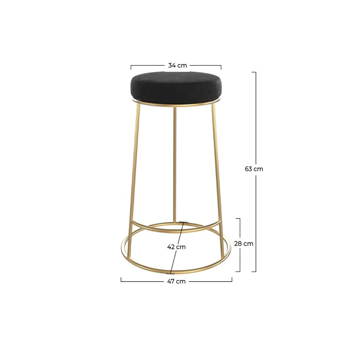 Rendez vous déco Lot de 2 tabourets pour îlot central 63 cm en velours noir - Kendal