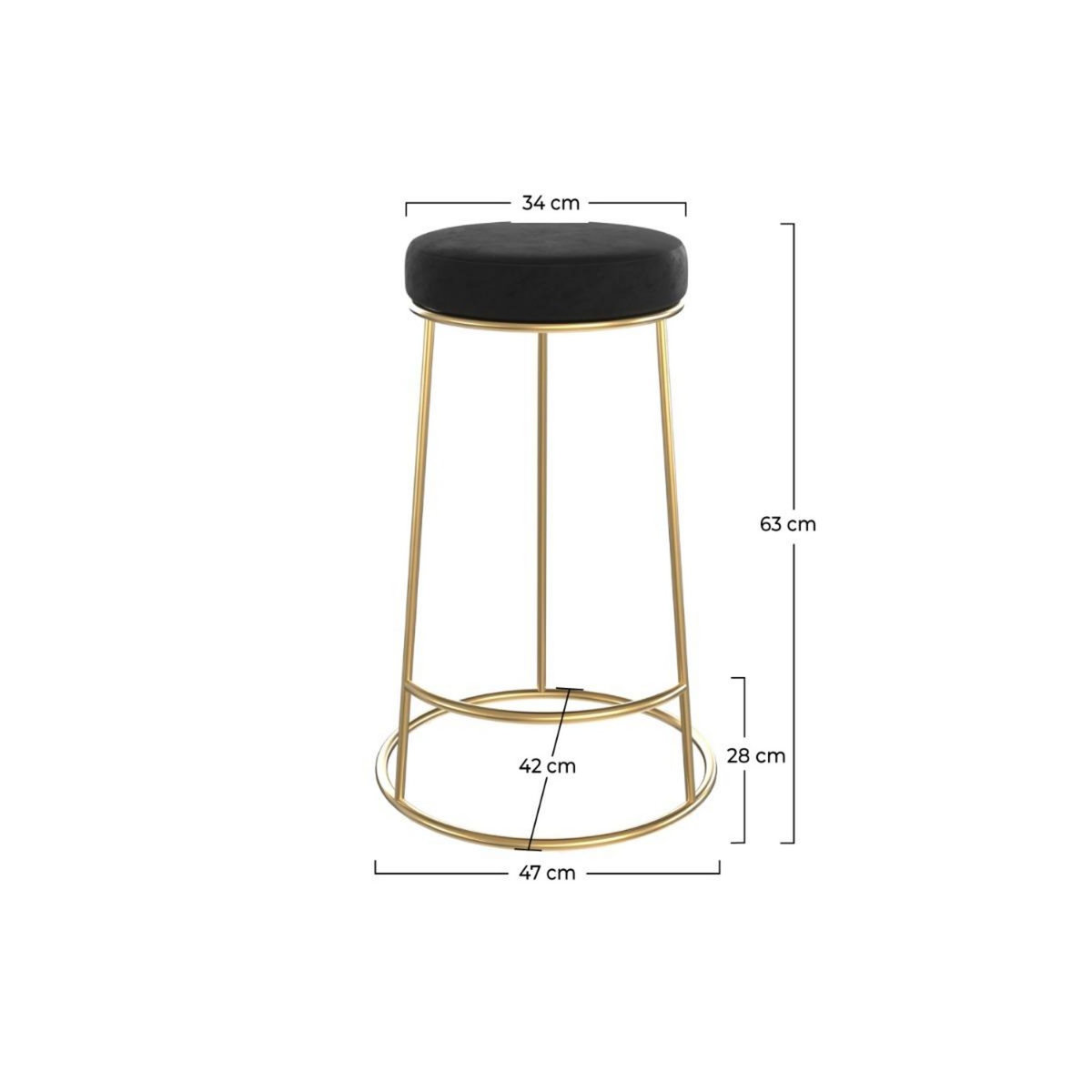 Rendez vous déco Lot de 2 tabourets pour îlot central 63 cm en velours noir - Kendal