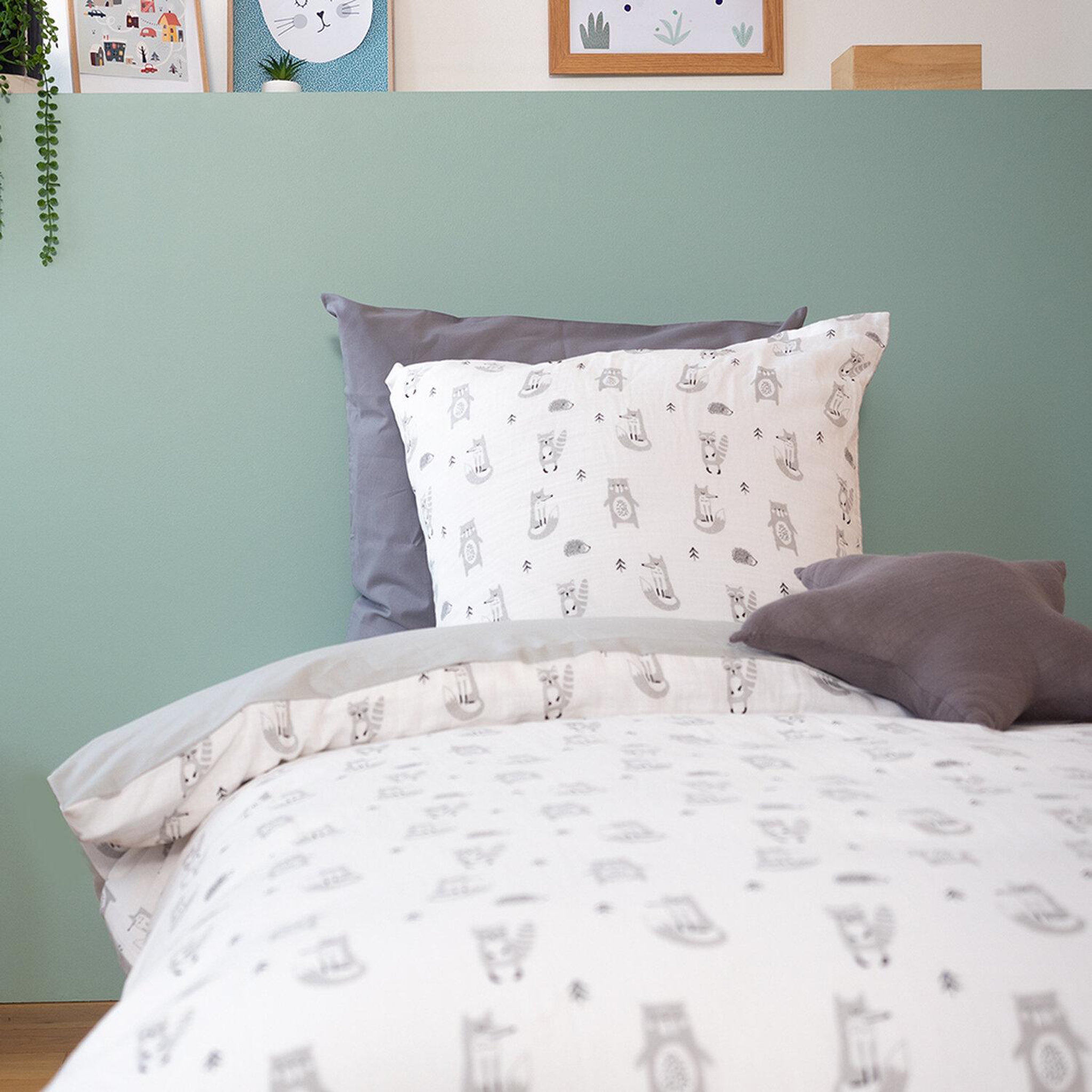 Voir la diapositive 4 : Home collection Parure housse de couette 2pcs 140x200cm 100%gaze de coton 57fils foret