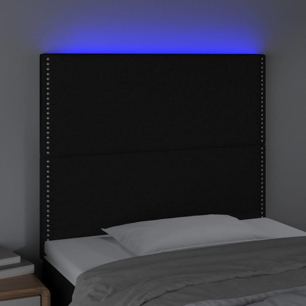 VIDAXL Tete de lit a LED Noir 100x5x118/128 cm Tissu
