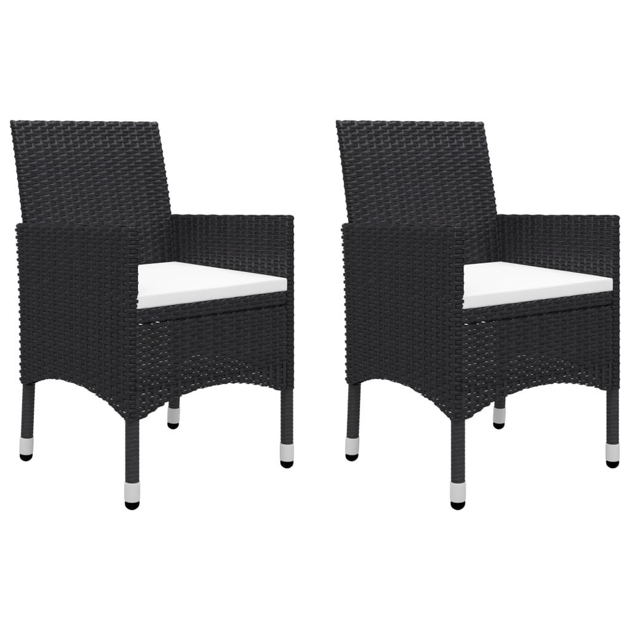 Voir la diapositive 3 : VIDAXL Ensemble de bistro 3 pcs Resine tressee et verre trempe Noir
