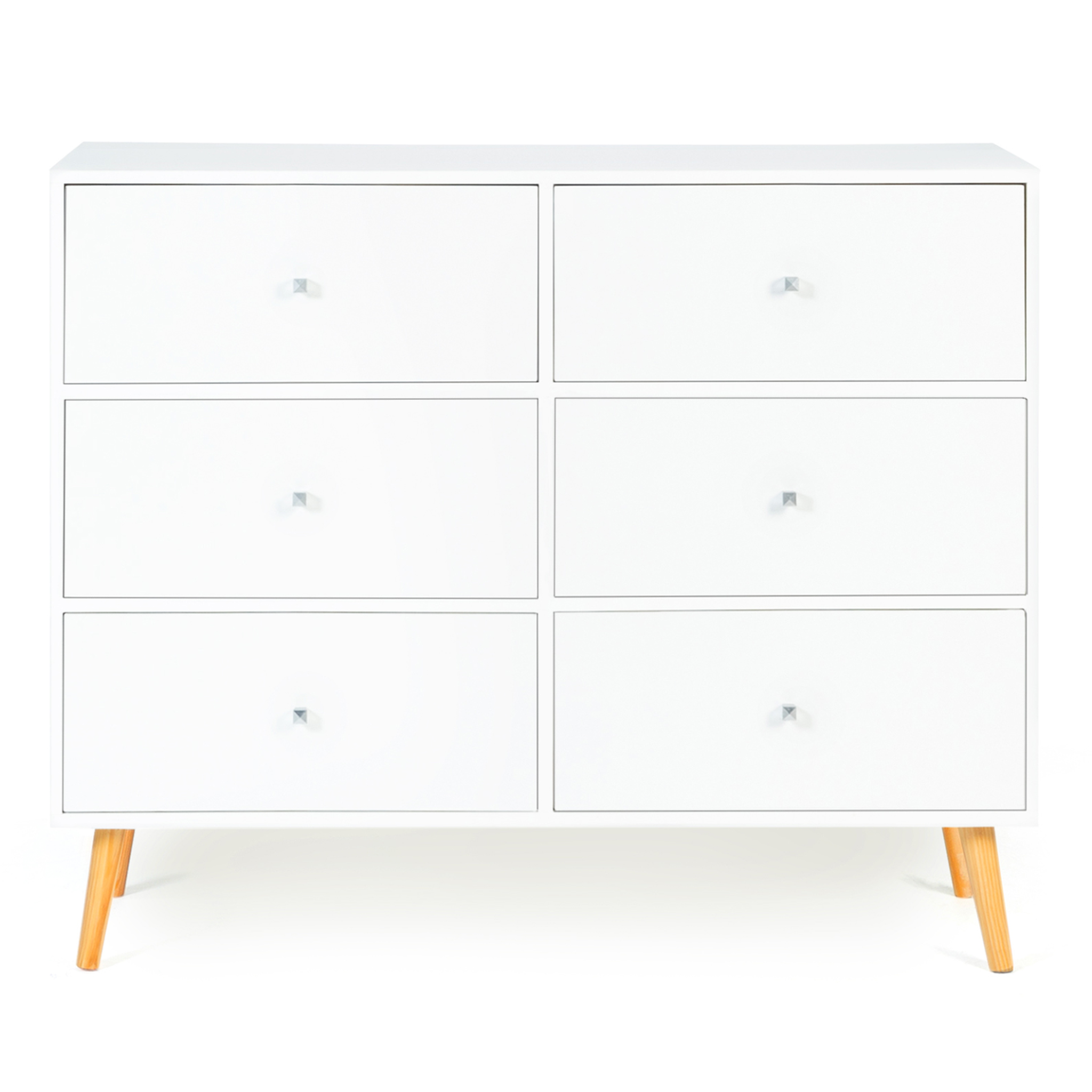 Voir la diapositive 4 : ID MARKET Commode 6 tiroirs emmie 110 cm scandinave blanc