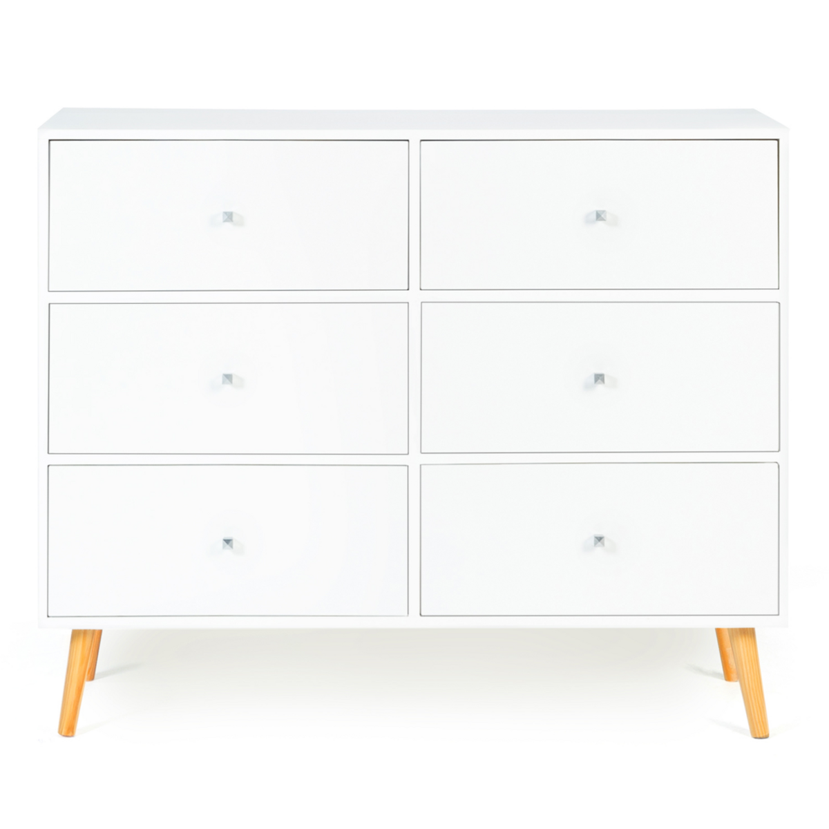 ID MARKET Commode 6 tiroirs EMMIE 110 cm scandinave blanc