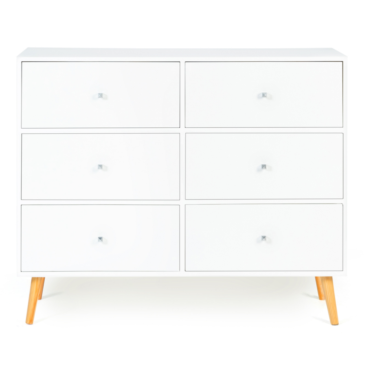 ID MARKET Commode 6 tiroirs EMMIE 110 cm scandinave blanc