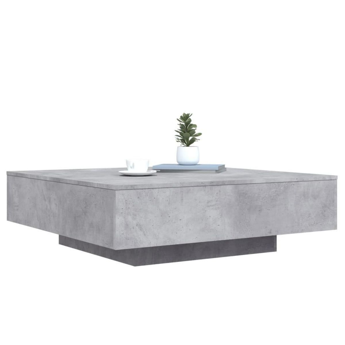 VIDAXL Table basse avec lumieres LED gris beton 100x100x31 cm