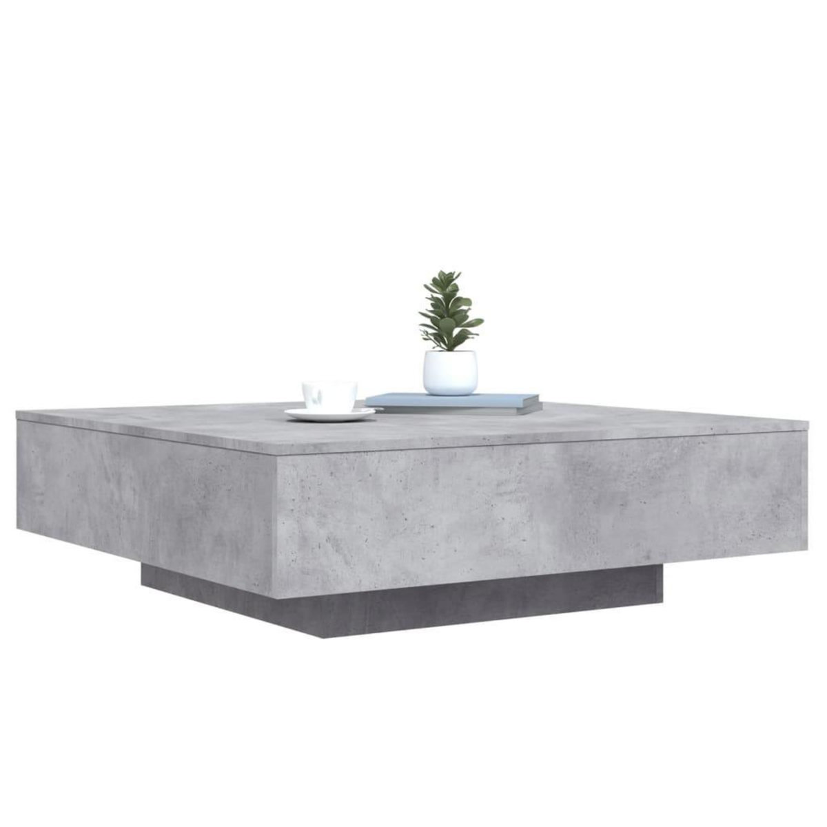 VIDAXL Table basse avec lumieres LED gris beton 100x100x31 cm